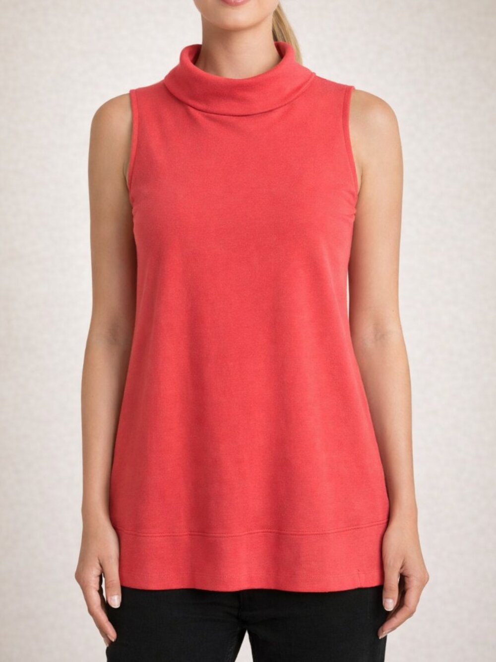 Coral Sleeveless Mock‑Neck Tunic Top • Pure Essence • Coastal Comfort • NWT XS